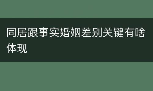 同居跟事实婚姻差别关键有啥体现