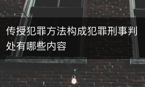 传授犯罪方法构成犯罪刑事判处有哪些内容