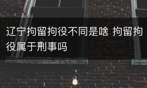 辽宁拘留拘役不同是啥 拘留拘役属于刑事吗