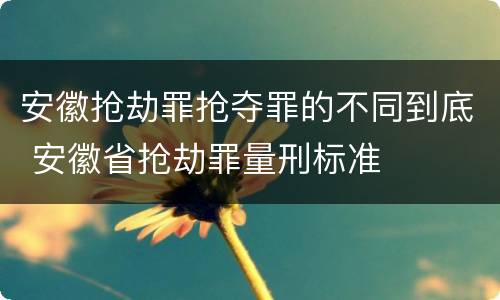 安徽抢劫罪抢夺罪的不同到底 安徽省抢劫罪量刑标准