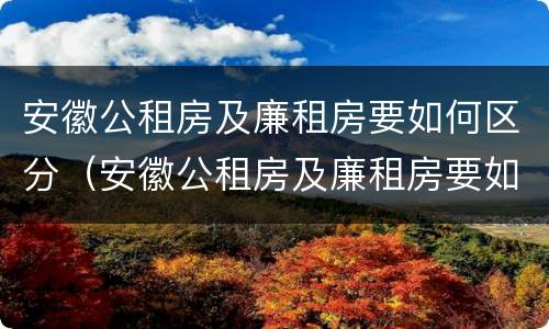 安徽公租房及廉租房要如何区分（安徽公租房及廉租房要如何区分出来）