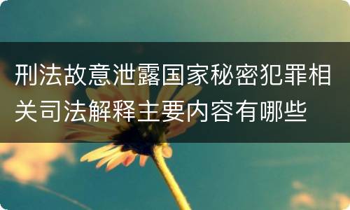 刑法故意泄露国家秘密犯罪相关司法解释主要内容有哪些