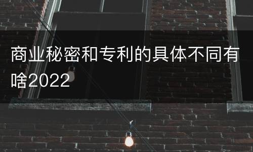 商业秘密和专利的具体不同有啥2022