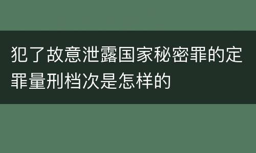 犯了故意泄露国家秘密罪的定罪量刑档次是怎样的