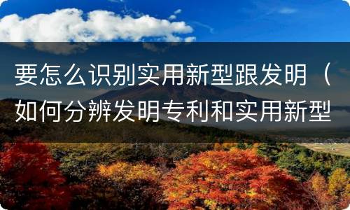 要怎么识别实用新型跟发明（如何分辨发明专利和实用新型）