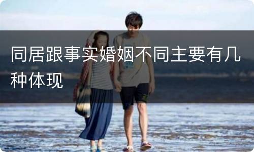 同居跟事实婚姻不同主要有几种体现