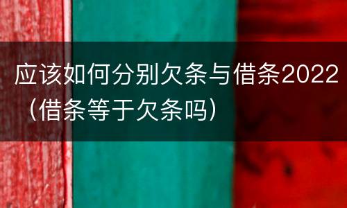 应该如何分别欠条与借条2022（借条等于欠条吗）