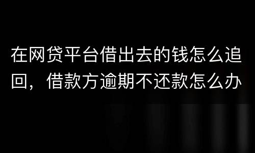 在网贷平台借出去的钱怎么追回，借款方逾期不还款怎么办