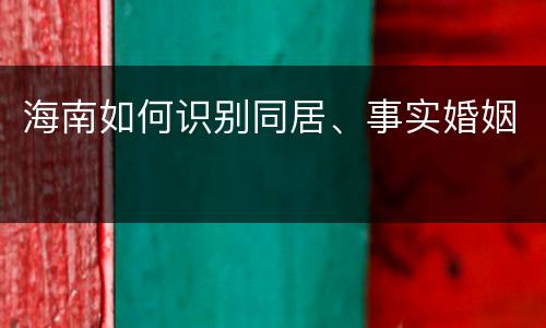 海南如何识别同居、事实婚姻