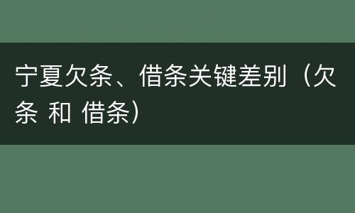 宁夏欠条、借条关键差别（欠条 和 借条）