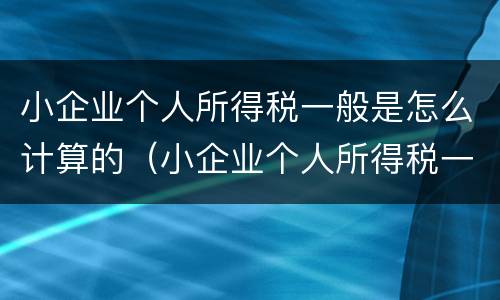 小企业个人所得税一般是怎么计算的（小企业个人所得税一般是怎么计算的呀）