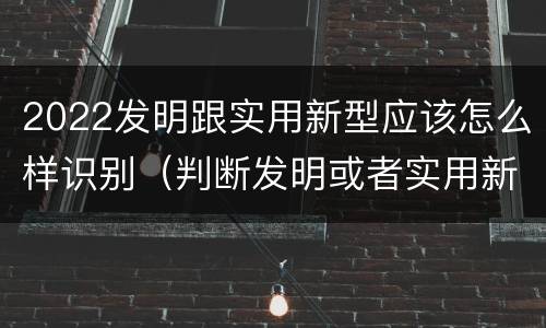 2022发明跟实用新型应该怎么样识别（判断发明或者实用新型）