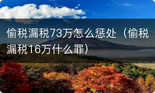 偷税漏税73万怎么惩处（偷税漏税16万什么罪）