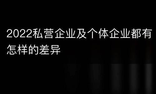 2022私营企业及个体企业都有怎样的差异