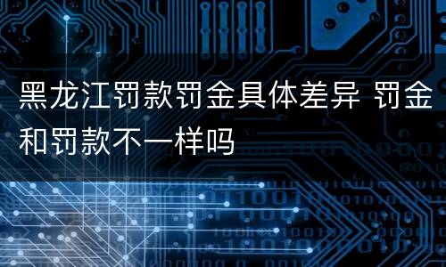 黑龙江罚款罚金具体差异 罚金和罚款不一样吗