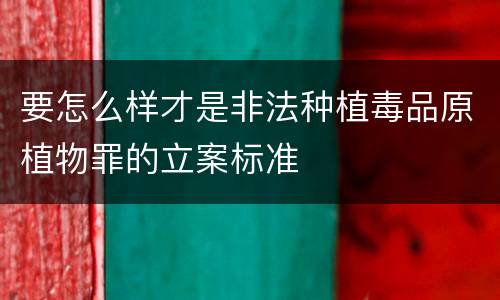 要怎么样才是非法种植毒品原植物罪的立案标准