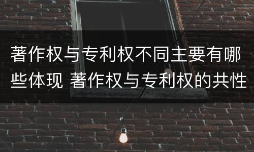 著作权与专利权不同主要有哪些体现 著作权与专利权的共性有