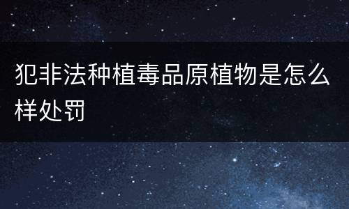 犯非法种植毒品原植物是怎么样处罚