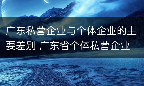 广东私营企业与个体企业的主要差别 广东省个体私营企业