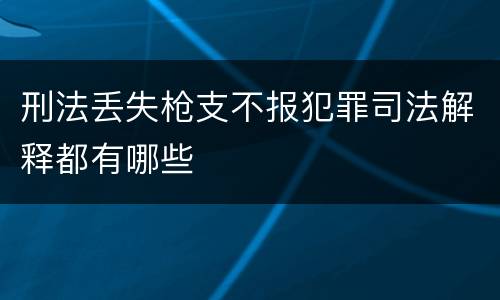 刑法丢失枪支不报犯罪司法解释都有哪些