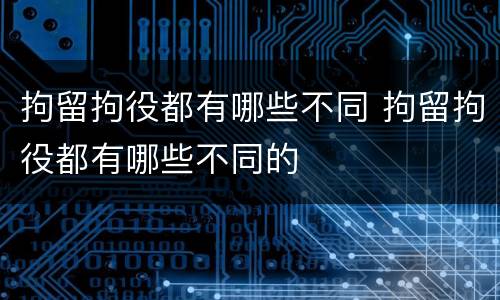 拘留拘役都有哪些不同 拘留拘役都有哪些不同的