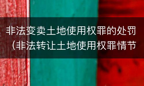 非法变卖土地使用权罪的处罚（非法转让土地使用权罪情节严重）