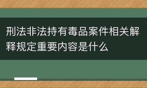 刑法非法持有毒品案件相关解释规定重要内容是什么