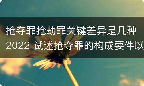 抢夺罪抢劫罪关键差异是几种2022 试述抢夺罪的构成要件以及与抢劫罪的区别