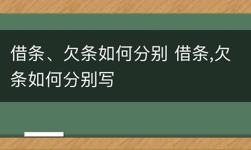 借条、欠条如何分别 借条,欠条如何分别写