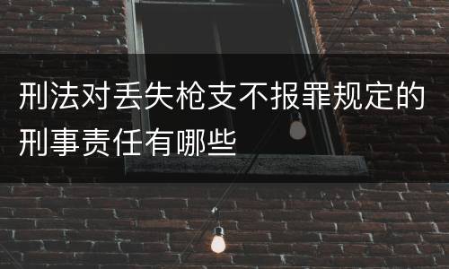 刑法对丢失枪支不报罪规定的刑事责任有哪些