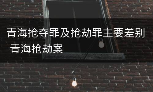 青海抢夺罪及抢劫罪主要差别 青海抢劫案