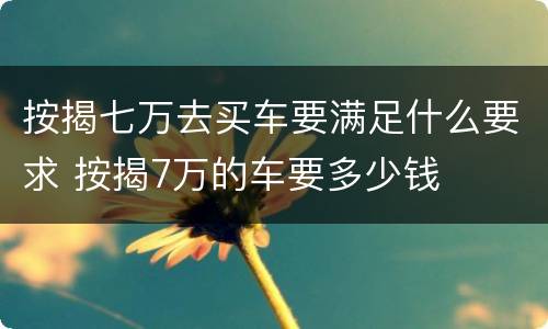 按揭七万去买车要满足什么要求 按揭7万的车要多少钱