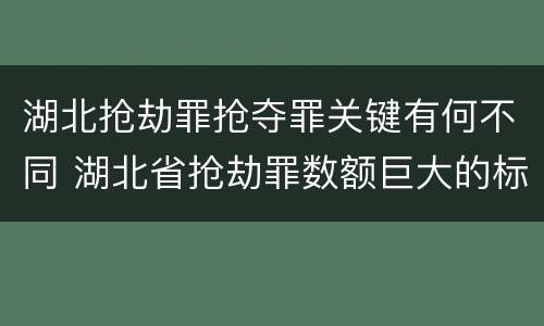 湖北抢劫罪抢夺罪关键有何不同 湖北省抢劫罪数额巨大的标准