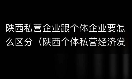 陕西私营企业跟个体企业要怎么区分（陕西个体私营经济发展综合服务平台）