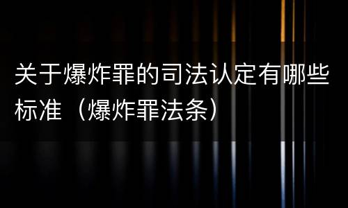 关于爆炸罪的司法认定有哪些标准（爆炸罪法条）