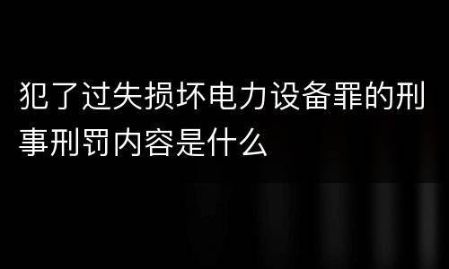 犯了过失损坏电力设备罪的刑事刑罚内容是什么