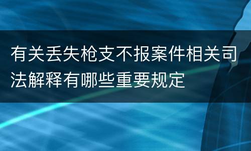 有关丢失枪支不报案件相关司法解释有哪些重要规定