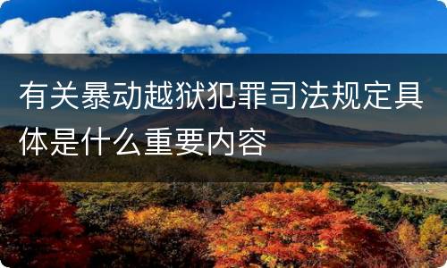 有关暴动越狱犯罪司法规定具体是什么重要内容