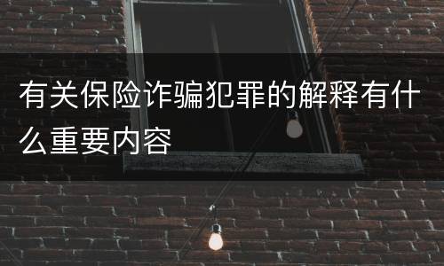 有关保险诈骗犯罪的解释有什么重要内容