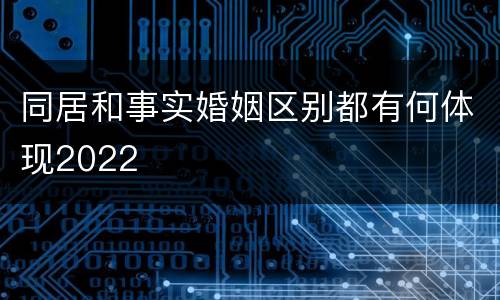 同居和事实婚姻区别都有何体现2022