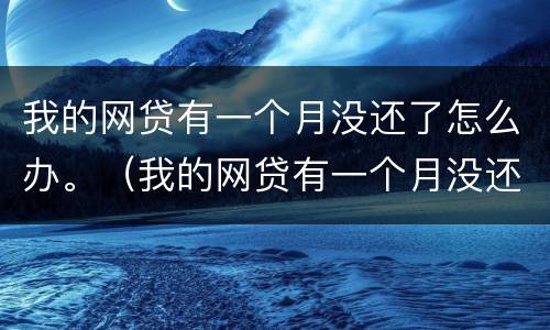 我的网贷有一个月没还了怎么办。（我的网贷有一个月没还了怎么办呢）