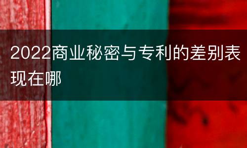 2022商业秘密与专利的差别表现在哪