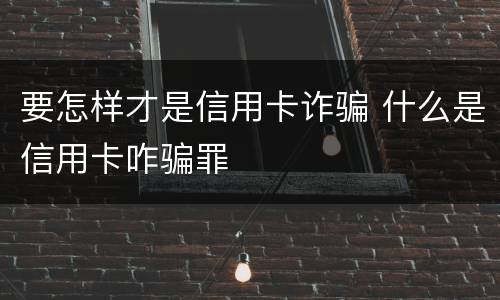 要怎样才是信用卡诈骗 什么是信用卡咋骗罪