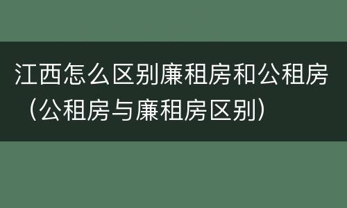 江西怎么区别廉租房和公租房（公租房与廉租房区别）