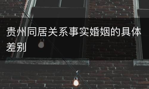 贵州同居关系事实婚姻的具体差别