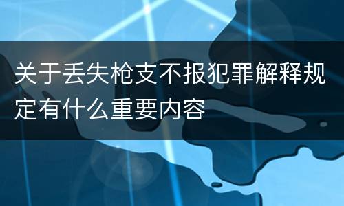 关于丢失枪支不报犯罪解释规定有什么重要内容