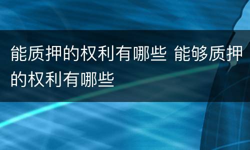 能质押的权利有哪些 能够质押的权利有哪些