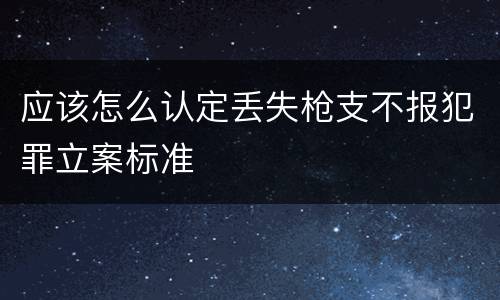 应该怎么认定丢失枪支不报犯罪立案标准