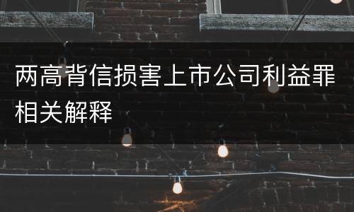 两高背信损害上市公司利益罪相关解释