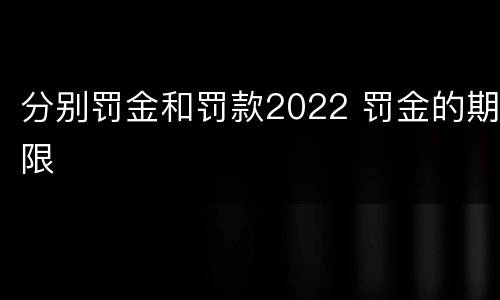 分别罚金和罚款2022 罚金的期限